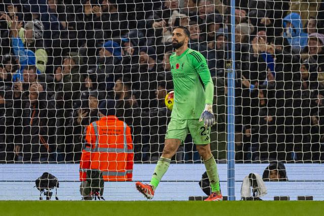 (251110) -- MANCHESTER, Nov. 10, 2025 (Xinhua) -- Liverpool's goalkeeper Giorgi Mamardashvili reacts as Manchester City scores a third goal during the English Premier League match between Manchester City FC and Liverpool FC in Manchester, Britain, on Nov. 9, 2025. (Xinhua)
FOR EDITORIAL USE ONLY. NOT FOR SALE FOR MARKETING OR ADVERTISING CAMPAIGNS. NO USE WITH UNAUTHORIZED AUDIO, VIDEO, DATA, FIXTURE LISTS, CLUB/LEAGUE LOGOS OR "LIVE" SERVICES. ONLINE IN-MATCH USE LIMITED TO 45 IMAGES, NO VIDEO EMULATION. NO USE IN BETTING, GAMES OR SINGLE CLUB/LEAGUE/PLAYER PUBLICATIONS.