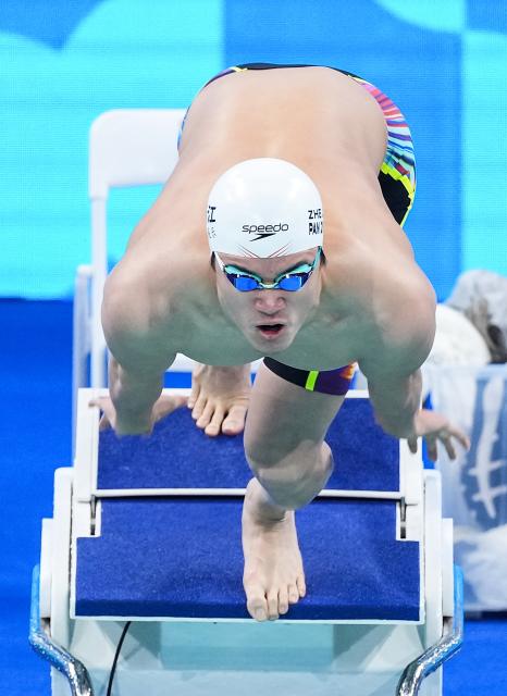 (251114) -- SHENZHEN, Nov. 14, 2025 (Xinhua) -- Pan Zhanle of Zhejiang competes during the men's 100m freestyle final of swimming at China's 15th National Games in Shenzhen, south China's Guangdong Province, Nov. 14, 2025. (Xinhua/Du Yu)