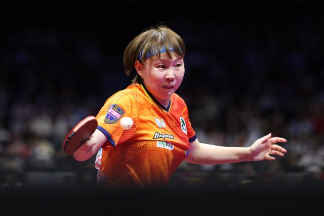 (251115) -- MACAO, Nov. 15, 2025 (Xinhua) -- Zhu Yuling hits a return during the women's singles semifinal match of table tennis between Sun Yingsha of Hebei and Zhu Yuling of Macao at China's 15th National Games in Macao, south China, Nov. 15, 2025. (Xinhua/Liang Xu)