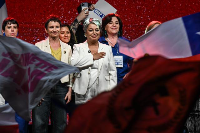 (251117) -- SANTIAGO, Nov. 17, 2025 (Xinhua) -- Chile's leftist candidate Jeannette Jara attends a celebration after confirming her entry into the second round of the presidential election on Dec. 14, in Santiago, Chile, Nov. 16, 2025. Preliminary results from Chile's Electoral Service (Servel) on Sunday showed that leftist candidate Jeannette Jara and Republican contender Jose Antonio Kast will advance to a Dec. 14 runoff, as neither secured more than 50 percent of the vote. (Photo by Jorge Villegas/Xinhua)