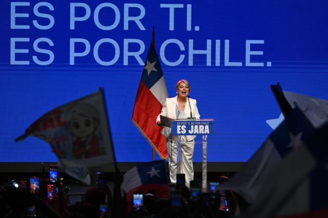 (251117) -- SANTIAGO, Nov. 17, 2025 (Xinhua) -- Chile's leftist candidate Jeannette Jara speaks after confirming her entry into the second round of the presidential election on Dec. 14, in Santiago, Chile, Nov. 16, 2025. Preliminary results from Chile's Electoral Service (Servel) on Sunday showed that leftist candidate Jeannette Jara and Republican contender Jose Antonio Kast will advance to a Dec. 14 runoff, as neither secured more than 50 percent of the vote. (Photo by Jorge Villegas/Xinhua)