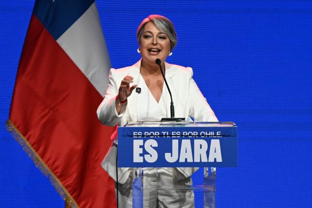 (251117) -- SANTIAGO, Nov. 17, 2025 (Xinhua) -- Chile's leftist candidate Jeannette Jara speaks after confirming her entry into the second round of the presidential election on Dec. 14, in Santiago, Chile, Nov. 16, 2025. Preliminary results from Chile's Electoral Service (Servel) on Sunday showed that leftist candidate Jeannette Jara and Republican contender Jose Antonio Kast will advance to a Dec. 14 runoff, as neither secured more than 50 percent of the vote. (Photo by Jorge Villegas/Xinhua)