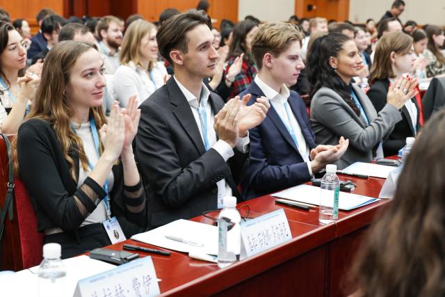 (251117) -- BEIJING, Nov. 17, 2025 (Xinhua) -- Representatives attend the China-Europe Youth Dialogue 2025 in Beijing, capital of China, Nov. 17, 2025. The China-Europe Youth Dialogue 2025 was held here on Monday. Hosted by the Institute of European Studies of the Chinese Academy of Social Sciences, the conference has brought together 61 Gen-Z representatives from 30 European countries and about 60 students and young scholars from China -- who are exploring the theme of "China-Europe Relations in the Next 50 Years." (Xinhua/Zhang Yuwei)