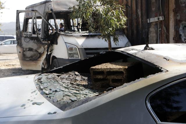 (251118) -- BETHLEHEM, Nov. 18, 2025 (Xinhua) -- Burned vehicles are seen in Al-Jaba village, West Bank city of Bethlehem, on Nov. 18, 2025. According to the official WAFA news agency, Israeli settlers on Monday evening torched several homes and vehicles in Al-Jaba village. (Photo by Mamoun Wazwaz/Xinhua)