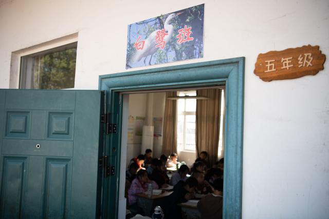 (251120) -- CHIZHOU, Nov. 20, 2025 (Xinhua) -- A classroom of the fifth grade is named after the egret at Maotan Primary School in Guichi District of Chizhou City, east China's Anhui Province, Nov. 18, 2025.
  Maotan Primary School is adjacent to the Shibasuo provincial nature reserve. The reserve boasts abundant wildlife resources and protects mainly wintering waterfowl such as storks and geese, as well as the wetland ecosystem. It serves as a unique "nature classroom" for the school, especially in wetland conservation education.
  For years, the school has integrated wetland protection education into its daily teaching. Volunteers are invited to the school for wetland science popularization, and students are frequently organized for study tours in the wetlands. This teaching approach has deepened the children's understanding of wetland conservation. (Xinhua/Zhang Duan)