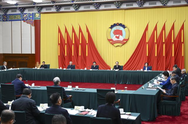 (251120) -- BEIJING, Nov. 20, 2025 (Xinhua) -- Wang Huning, a member of the Standing Committee of the Political Bureau of the Communist Party of China Central Committee and chairman of the Chinese People's Political Consultative Conference (CPPCC) National Committee, presides over and addresses a meeting of the Chairperson's Council of the CPPCC National Committee in Beijing, capital of China, Nov. 20, 2025. (Xinhua/Zhang Ling)