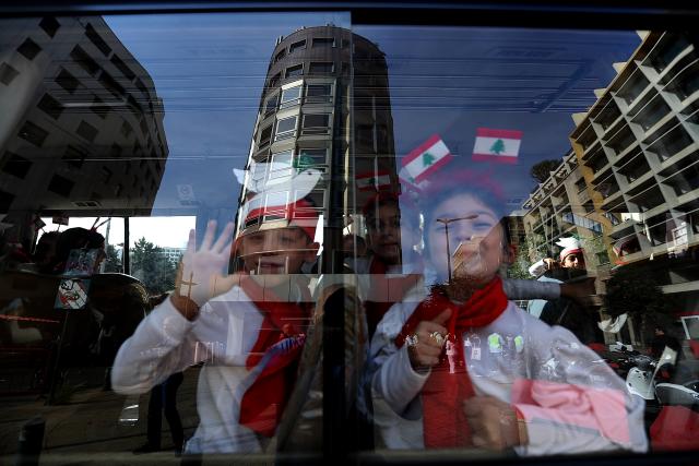 (251120) -- BEIRUT, Nov. 20, 2025 (Xinhua) -- Children participate in a celebration event for Lebanon's upcoming Independence Day in downtown Beirut, Lebanon, Nov. 20, 2025. Lebanon's Independence Day falls on Nov. 22. (Xinhua/Bilal Jawich)