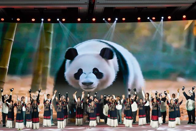 (251121) -- CHENGDU, Nov. 21, 2025 (Xinhua) -- A performance is staged at the opening ceremony of the Global Panda Partners 2025 conference in Chengdu, southwest China's Sichuan Province, Nov. 21, 2025.
  The Global Panda Partners 2025 conference opened here on Friday. (Xinhua/Xu Bingjie)