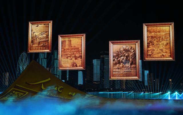 (251121) -- SHENZHEN, Nov. 21, 2025 (Xinhua) -- Photo taken on Nov.21, 2025 shows the general view of the closing ceremony of China's 15th National Games in Shenzhen, south China's Guangdong Province, Nov. 21, 2025. (Xinhua/Zhang Long)