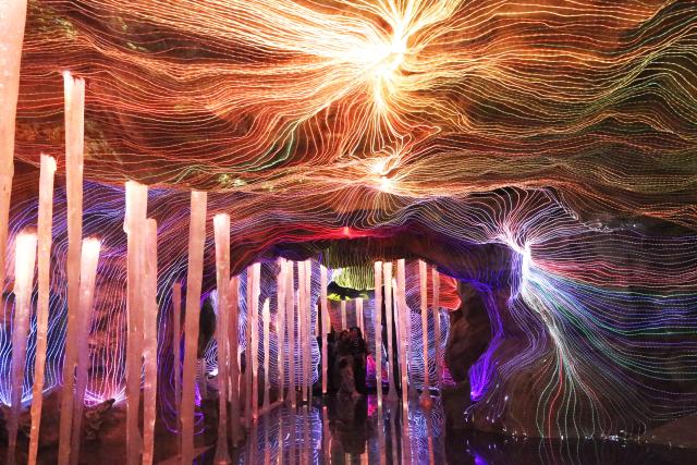 (251122) -- RATCHABURI, Nov. 22, 2025 (Xinhua) -- Lights are seen at Nasatta Park in Ratchaburi province, Thailand, Nov 21, 2025. The Nasatta Light Festival 2026: Winter Illumination started on Nov. 21, 2025, and will stay on until May 3, 2026. (Xinhua/Rachen Sageamsak)