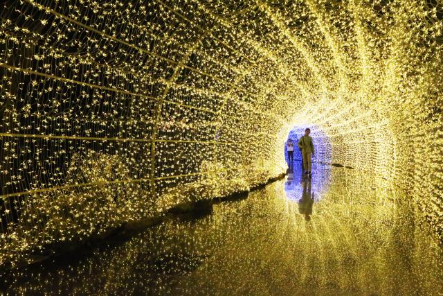 (251122) -- RATCHABURI, Nov. 22, 2025 (Xinhua) -- Lights are seen at Nasatta Park in Ratchaburi province, Thailand, Nov 21, 2025. The Nasatta Light Festival 2026: Winter Illumination started on Nov. 21, 2025, and will stay on until May 3, 2026. (Xinhua/Rachen Sageamsak)