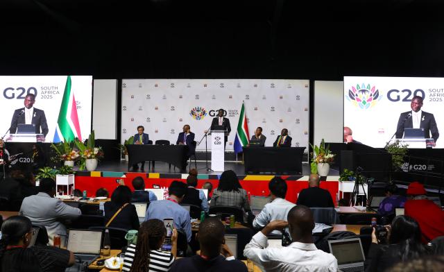 (251123) -- JOHANNESBURG, Nov. 23, 2025 (Xinhua) -- South African International Relations and Cooperation Minister Ronald Lamola speaks during a press conference in Johannesburg, South Africa, Nov. 22, 2025.
  World leaders at the 20th Group of 20 (G20) Summit adopted the G20 South Africa Summit's Leaders' Declaration on Saturday.
  The announcement of the declaration's adoption was made at the opening of the summit, the first ever held in Africa. The two-day gathering is being held in Johannesburg under the theme "Solidarity, Equality and Sustainability."
  The leaders' declaration reflects a shared recognition that global challenges require more coordinated and equitable approaches.
  TO GO WITH "G20 leaders reach consensus on major global challenges in declaration" (Xinhua/Chen Wei)