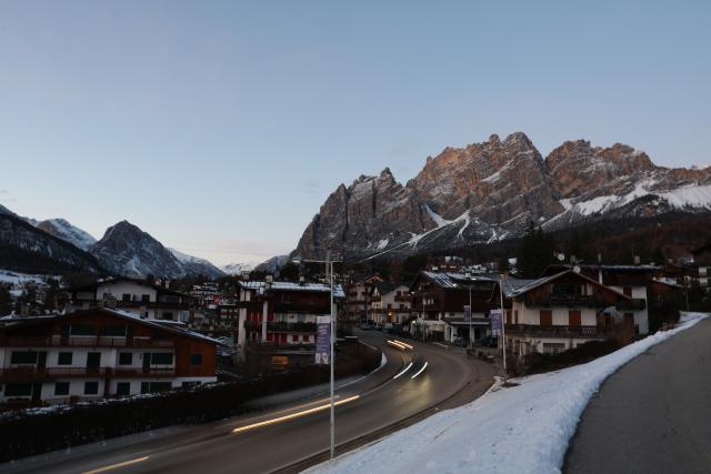(251123) -- CORTINA D'AMPEZZO, Nov. 23, 2025 (Xinhua) -- This photo taken on Nov. 22, 2025 shows a wintertime scenery of Cortina D'Ampezzo, Italy. Located in Italy's northern region of Veneto, Cortina d'Ampezzo is famed for its beauty, ski resort and sporting legacy, beginning with the 1956 Olympic Winter Games and carrying through to Milan-Cortina 2026. (Xinhua/Li Jing)