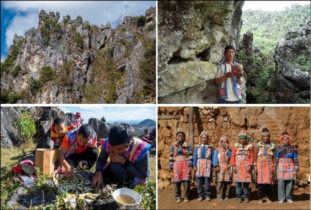 (251124) -- KUNMING, Nov. 24, 2025 (Xinhua) -- This combo file photo shows the scenes of life and sacrifice of modern Bo people in Qiubei County, southwest China's Yunnan Province. TO GO WITH "Genomic study links China's ancient hanging coffins to modern community" (Photo by Xie Peixia/Xinhua)