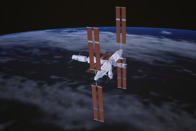 (251125) -- BEIJING, Nov. 25, 2025 (Xinhua) -- This simulated image captured at the Beijing Aerospace Control Center on Nov. 25, 2025 shows the Shenzhou-22 spaceship docking with the space station combination. China's Shenzhou-22 spaceship successfully docked with the space station combination Tuesday, according to the China Manned Space Agency. (Xinhua/Wang Chuntao)