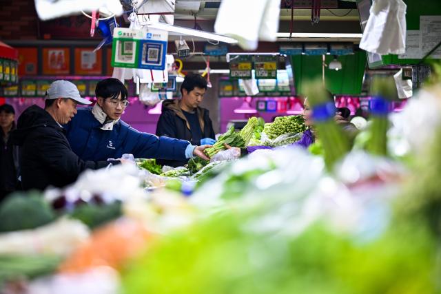 (251127) -- TIANJIN, Nov. 27, 2025 (Xinhua) -- People shop for vegetables at Sanshui grocery market in Hexi District of Tianjin, north China, Nov. 25, 2025. With reading room, coffee outlet and grocery stalls brought under the same roof, Sanshui market, a traditional shopping place of more than 20 years old, was given a new life when it went through a refurbishing project and opened to business again in September this year. 
   Thanks to the newly added scenarios, Sanshui is no longer a mere source of daily necessities to the over 30,000 residents in 13 surrounding communities, but also a space to spend their leisure time in.
   The renewal of this grocery market is just one of the many vivid examples of Hexi District's efforts to improve amenities for the local residents. To date, the district is home to 46 "15-minute circles of daily convenience," where local residents are able to meet their daily needs within a 5-minute walk and access quality services within a 15-minute walk. (Xinhua/Zhao Zishuo)