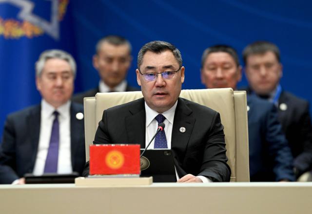 (251128) -- BISHKEK, Nov. 28, 2025 (Xinhua) -- Kyrgyz President Sadyr Japarov speaks at a meeting of the Collective Security Treaty Organization (CSTO) Collective Security Council held in Bishkek, Kyrgyzstan, Nov. 27, 2025. The CSTO has become an authoritative regional structure over the past decade, Russian President Vladimir Putin said Thursday.
   At a meeting of the CSTO Collective Security Council held in Bishkek, Kyrgyzstan, Putin noted that the CSTO reliably guarantees security and stability in the Eurasian space and protects the sovereignty and territorial integrity of its member states. (Office of the President of the Kyrgyz Republic/Handout via Xinhua)
