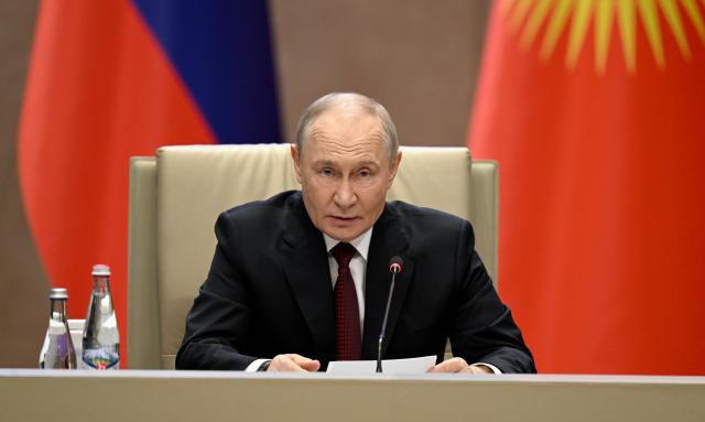 (251128) -- BISHKEK, Nov. 28, 2025 (Xinhua) -- Russian President Vladimir Putin speaks at a meeting of the Collective Security Treaty Organization (CSTO) Collective Security Council held in Bishkek, Kyrgyzstan, Nov. 27, 2025. The CSTO has become an authoritative regional structure over the past decade, Russian President Vladimir Putin said Thursday.
   At a meeting of the CSTO Collective Security Council held in Bishkek, Kyrgyzstan, Putin noted that the CSTO reliably guarantees security and stability in the Eurasian space and protects the sovereignty and territorial integrity of its member states. (Office of the President of the Kyrgyz Republic/Handout via Xinhua)