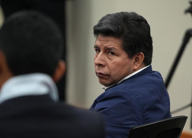 (251128) -- LIMA, Nov. 28, 2025 (Xinhua) -- Former Peruvian President Pedro Castillo attends the trial against him in Lima, Peru, Nov. 27, 2025. Castillo was sentenced Thursday to 11 years, five months and 15 days in prison on charges of rebellion and conspiracy stemming from his failed attempt to dissolve the Congress in December 2022. (Str/Xinhua)