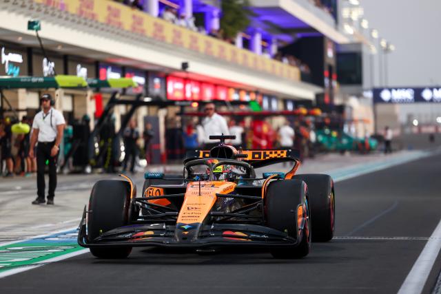 (251130) -- DOHA, Nov. 30, 2025 (Xinhua) -- McLaren's Australian Driver Oscar Piastri leaves the pit before the Sprint race of the Formula One Qatar Grand Prix at the Lusail International Circuit in Doha, Qatar, on Nov. 29, 2025. (Photo by Li Chao/Xinhua)