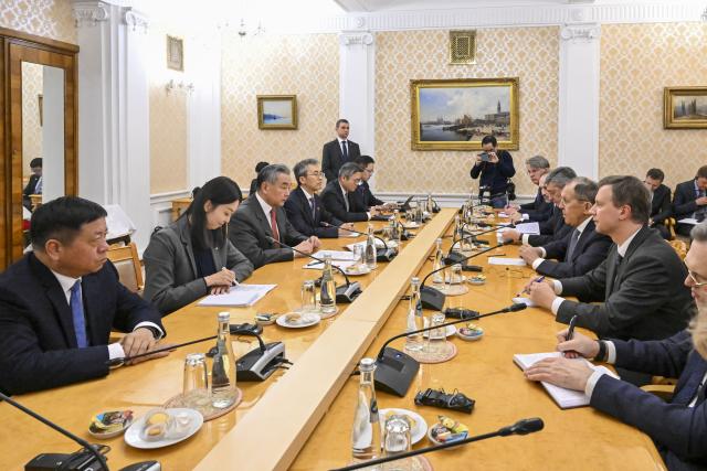 (251203) -- MOSCOW, Dec. 3, 2025 (Xinhua) -- Chinese Foreign Minister Wang Yi, also a member of the Political Bureau of the Communist Party of China (CPC) Central Committee, meets with Russian Foreign Minister Sergei Lavrov in Moscow, Russia, Dec. 2, 2025. (Xinhua/Hao Jianwei)