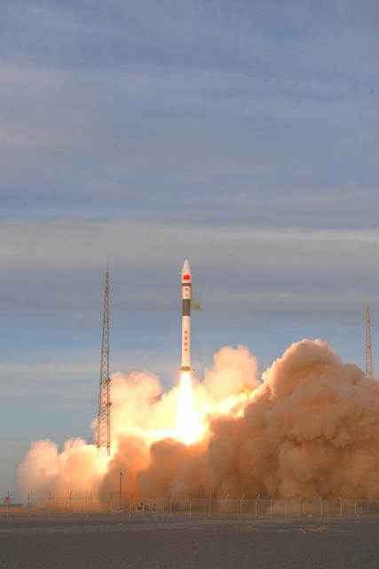 (251205) -- JIUQUAN, Dec. 5, 2025 (Xinhua) -- A Kuaizhou-1A (KZ-1A) carrier rocket carrying the VHF Data Exchange System (VDES) satellites blasts off from the Jiuquan Satellite Launch Center in northwest China, Dec. 5, 2025. The satellites entered their planned orbit successfully. (Photo by Wang Jiangbo/Xinhua)