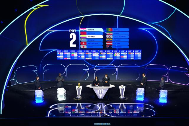 (251206) -- WASHINGTON D.C., Dec. 6, 2025 (Xinhua) -- Photo taken on Dec. 5, 2025 shows the general view of the stage during the FIFA World Cup 2026 Final Draw at the Kennedy Center in Washington D.C., the United States. (Xinhua/Wu Xiaoling)