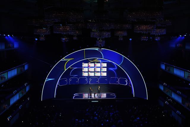 (251206) -- WASHINGTON D.C., Dec. 6, 2025 (Xinhua) -- Photo taken on Dec. 5, 2025 shows the general view of the stage during the FIFA World Cup 2026 Final Draw at the Kennedy Center in Washington D.C., the United States. (Xinhua/Wu Xiaoling)