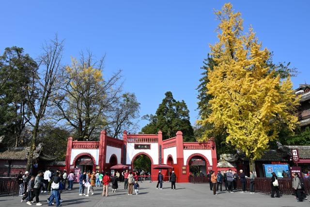 (251206) -- CHENGDU, Dec. 6, 2025 (Xinhua) -- This photo taken on Nov. 30, 2025 shows the Dujiangyan scenic area in Chengdu, southwest China's Sichuan Province. The Dujiangyan irrigation system, characterized by dam-free water diversion, was built in 256 BC and is the oldest, the only remaining grand water conservancy project in the world, which has withstood the tests of natural disasters such as floods and earthquakes, and is still in use today. 
   A "fish-mouth" shaped weir splits the Minjiang River into an inner channel for irrigation and an outer channel for discharge of flood water. 
   It was listed as a World Cultural Heritage by the United Nations in November 2000, and was listed as a World Irrigation Engineering Heritage in August 2018. (Xinhua/Xu Bingjie)