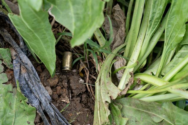 (251207) -- PRETORIA, Dec. 7, 2025 (Xinhua) -- This photo taken on Dec. 6, 2025 shows a bullet casing on the scene of a shooting in Pretoria, South Africa. At least 11 people were killed and 14 others wounded in a shooting early Saturday at a hostel in South Africa's administrative capital Pretoria, local police said. (Photo by Shiraaz Mohamed/Xinhua)