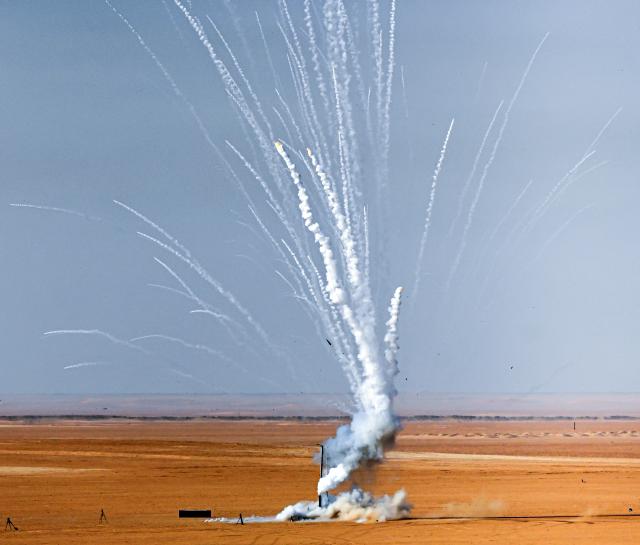 (251207) -- JAHRA GOVERNORATE, Dec. 7, 2025 (Xinhua) -- The rocket "Tamouh-3" explodes during launch in Jahra Governorate, Kuwait, Dec. 6, 2025. The Kuwait Space Rocket team said a small rocket it attempted to launch on Saturday morning exploded shortly after ignition in Jahra Governorate, with no injuries reported.
   The rocket, named "Tamouh-3," was approximately 3.2 meters long with a maximum thrust of around 12,000 newtons. It was equipped with GPS devices designed to record coordinates, speed, altitude, acceleration, and other flight data.
   According to the team, this was its fourth launch attempt. It said it will investigate the cause of the explosion while continuing its development efforts. (Photo by Asad/Xinhua)