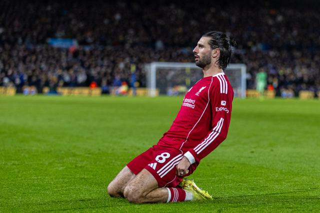 (251207) --  LEEDS, Dec. 7, 2025 (Xinhua) -- Liverpool's Dominik Szoboszlai celebrates scoring during the English Premier League match between Leeds United and Liverpool in Leeds, Britain, on Dec. 6, 2025. (Xinhua)
FOR EDITORIAL USE ONLY. NOT FOR SALE FOR MARKETING OR ADVERTISING CAMPAIGNS. NO USE WITH UNAUTHORIZED AUDIO, VIDEO, DATA, FIXTURE LISTS, CLUB/LEAGUE LOGOS OR "LIVE" SERVICES. ONLINE IN-MATCH USE LIMITED TO 45 IMAGES, NO VIDEO EMULATION. NO USE IN BETTING, GAMES OR SINGLE CLUB/LEAGUE/PLAYER PUBLICATIONS.
