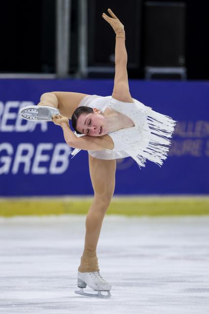 (251207) -- ZAGREB, Dec. 7, 2025 (Xinhua) -- Stefania Yakovleva of Cyprus competes in the women's free skating of the 2025 ISU Figure Skating CS Golden Spin of Zagreb in Zagreb, Croatia, on Dec. 6, 2025. (Photo by Igor Kralj/PIXSELL via Xinhua)