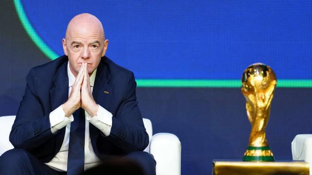 (251207) -- WASHINGTON, D.C., Dec. 7, 2025 (Xinhua) -- FIFA President Gianni Infantino reacts during the unveiling of the match schedule for the FIFA  World Cup 2026 in Washington, D.C., the United States, on Dec. 6, 2025. (Xinhua/Jia Haocheng)