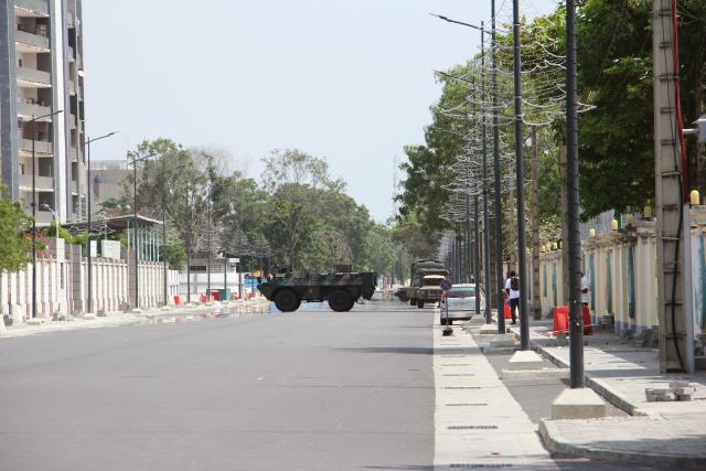 (251207) -- COTONOU, Dec. 7, 2025 (Xinhua) -- An armored vehicle is seen on a street in Cotonou, Benin, Dec. 7, 2025. Benin's armed forces have foiled an attempted mutiny aimed at destabilizing the state and its institutions, Minister of Interior and Public Security Alassane Seidou said in a statement on Sunday. (Photo by Seraphin Zounyekpe/Xinhua)
