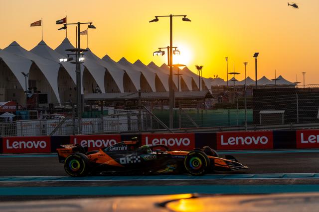 (251208) -- ABU DHABI, Dec. 8, 2025 (Xinhua) -- McLaren's British driver Lando Norris competes during the Formula One Abu Dhabi Grand Prix at the Yas Marina Circuit in Abu Dhabi, the United Arab Emirates, on Dec. 7, 2025. (Photo by Li Chao/Xinhua)