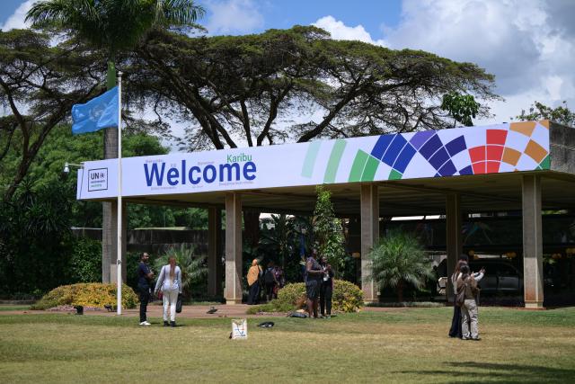 (251208) -- NAIROBI, Dec. 8, 2025 (Xinhua) -- This photo taken on Dec. 8, 2025 shows an exterior view of the venue for the seventh session of the United Nations Environment Assembly (UNEA-7) in Nairobi, Kenya. The UNEA-7 opened on Monday in Nairobi, the Kenyan capital, amid calls for a lasting solution to mounting threats facing the planet.
   Nearly 6,000 delegates, including environment officials, representatives of multilateral agencies, academia, industry, and civil society from over 170 countries, are attending the five-day conference under the theme "Advancing Sustainable Solutions for a Resilient Planet." (Xinhua/Yang Guang)