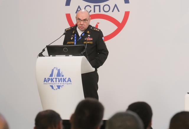 (251209) -- ST. PETERSBURG, Dec. 9, 2025 (Xinhua) -- Russia's Navy Commander-in-Chief Admiral Alexander Moiseyev speaks at the 15th International Forum Arctic: Today and the Future in St. Petersburg, Russia, Dec. 9, 2025. (Photo by Guo Feizhou/Xinhua)