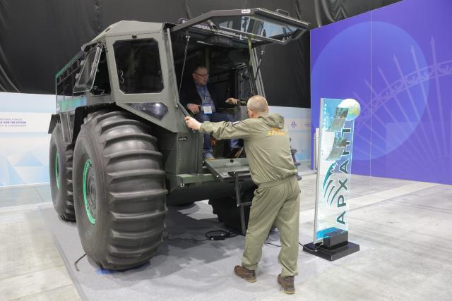 (251209) -- ST. PETERSBURG, Dec. 9, 2025 (Xinhua) -- An Arctic all-terrain vehicle is displayed at an exhibition during the 15th International Forum Arctic: Today and the Future in St. Petersburg, Russia, Dec. 9, 2025. (Photo by Irina Motina/Xinhua)