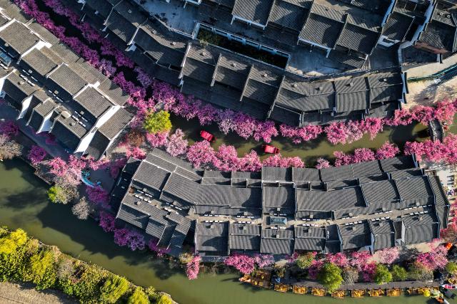 (251210) -- BEIJING, Dec. 10, 2025 (Xinhua) -- An aerial drone photo taken on Dec. 9, 2025 shows a scenic spot in Changxing County, Huzhou, east China's Zhejiang Province. (Photo by Yi Fan/Xinhua)