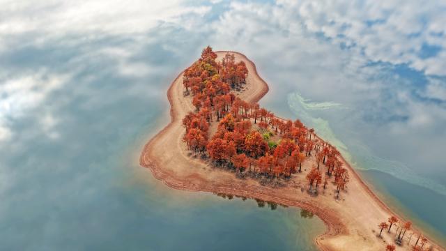 (251210) -- BEIJING, Dec. 10, 2025 (Xinhua) -- An aerial drone photo taken on Dec. 10, 2025 shows a view of a reservoir in Xianju County, Taizhou City, east China's Zhejiang Province. (Photo by Wang Huabin/Xinhua)