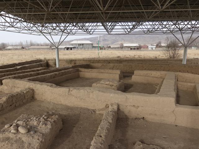 (251212) -- DUSHANBE, Dec. 12, 2025 (Xinhua) -- This photo taken on Dec. 11, 2025 shows a view of the proto-urban site of Sarazm in Tajikistan. Sarazm, which means "where the land begins", is an archaeological site bearing testimony to the development of human settlements in Central Asia, from the 4th millennium BC to the end of the 3rd millennium BC. The site was inscribed on the UNESCO World Heritage List in 2010. (Xinhua/An Xiaomeng)