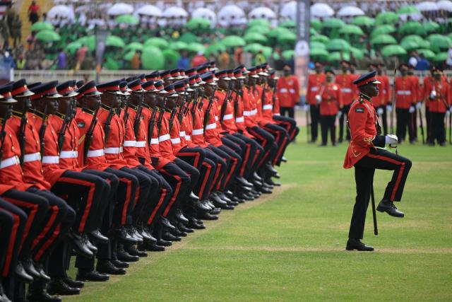 (251212) -- NAIROBI, Dec. 12, 2025 (Xinhua) -- Soldiers attend a parade during a celebration for the 62nd anniversary of Kenya's independence in Nairobi, Kenya, Dec. 12, 2025. A celebration marking the 62nd anniversary of Kenya's independence was held at Nyayo Stadium in Nairobi on Friday.
   Kenya's Jamhuri Day or Independence Day, observed on Dec. 12 each year, is one of the most important national holidays in Kenya. Kenya gained independence from Britain on Dec. 12, 1963. (Xinhua/Yang Guang)