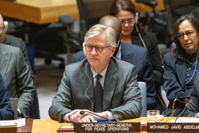 (251212) -- UNITED NATIONS, Dec. 12, 2025 (Xinhua) -- UN Under-Secretary-General for Peace Operations Jean-Pierre Lacroix attends a Security Council meeting at the UN headquarters in New York, Dec. 12, 2025. Lacroix on Friday warned that escalation of fighting in the eastern Democratic Republic of the Congo (DRC) risks the fragmentation of the country with regional consequences. (Eskinder Debebe/UN Photo/Handout via Xinhua)