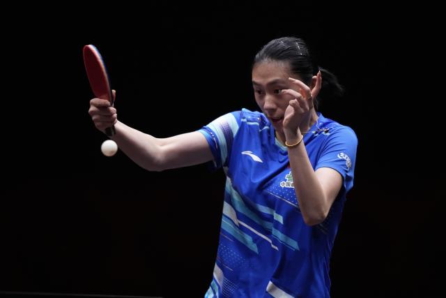 (251213) -- HONG KONG, Dec. 13, 2025 (Xinhua) -- Chen Yi competes during the women's singles semifinal match between Wang Manyu of China and Chen Yi of China at the WTT Finals Hong Kong 2025 in Hong Kong, south China, Dec. 13, 2025. (Xinhua/Lui Siu Wai)