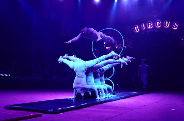 (251214) -- BAKU, Dec. 14, 2025 (Xinhua) -- A performance is staged by China's Liaocheng Acrobatic Troupe in Baku, Azerbaijan, Dec. 13, 2025.
  The Liaocheng Acrobatic Troupe from east China's Shandong Province staged its debut performance here on Saturday, wowing crowds with stunning acrobatic skills. (Xinhua/Chen Junfeng)