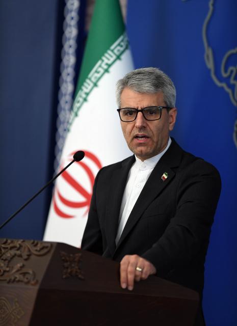 (251214) -- TEHRAN, Dec. 14, 2025 (Xinhua) -- Iranian Foreign Ministry spokesman Esmaeil Baghaei is pictured during a press conference in Tehran, Iran, Dec. 14, 2025. Iran's Foreign Ministry on Sunday dismissed accusations by Lebanese Foreign Minister Youssef Rajji that Tehran is interfering in Beirut's internal affairs, characterizing the nations' diplomatic ties as "age-old" and enduring. (Xinhua/Shadati)