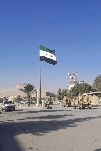 (251215) -- PALMYRA, Dec. 15, 2025 (Xinhua) -- U.S. military vehicles are seen during a joint patrol with Syrian security forces in the city of Palmyra, Homs province, Syria, Dec. 13, 2025.
  Two Syrian security personnel, two U.S. service members, and one U.S. civilian were killed Saturday in an attack on a joint Syrian-U.S. patrol near the ancient city of Palmyra, Syrian authorities and the U.S. Central Command reported. (Str/Xinhua)
