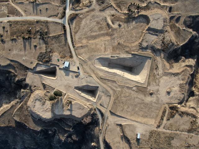 (251217) -- XI'AN, Dec. 17, 2025 (Xinhua) -- An aerial drone photo taken on Dec. 8, 2025 shows part of the Zhaigou site in Qingjian County, northwest China's Shaanxi Province. The Zhaigou site, a settlement site dating back to about 3,200 years ago, was listed as one of the major field archaeological discoveries during the sixth Shanghai Archaeology Forum (SAF2025) in east China's Shanghai on Tuesday. (Xinhua/Li Yibo)