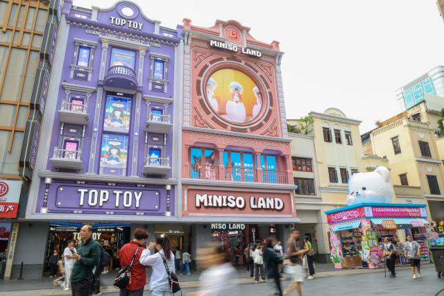 (251219) -- GUANGZHOU, Dec. 19, 2025 (Xinhua) -- This photo shows a MINISO LAND store and a TOP TOY store on Beijing Road, a bustling pedestrian street in Guangzhou, south China's Guangdong Province, Oct. 28, 2025.
  China is one of the world's largest markets and production bases for trendy toys. "Trendy toys," ranging from blind boxes to IP-themed merchandise, have emerged as a niche but fast-growing segment, reflecting the rise of emotion-driven consumption in the country.
  No longer just a manufacturing hub, China is also emerging as a source of original cultural exports and designed-in-China trendy toys are gaining international popularity. 
  Since 2024, a series of Chinese cultural and creative products have become breakout hits and trending topics online. Some well-known IPs, such as Labubu, Nezha, and Wukong, have raised waves of consumption craze through films, games, and various cultural derivatives.
  The country's designer toy market, valued at roughly 60 billion yuan (about 8.52 billion U.S. dollars) in 2023, is projected to reach 110.1 billion yuan by 2026, with annual growth rate exceeding 20 percent. (Xinhua/Mao Siqian)